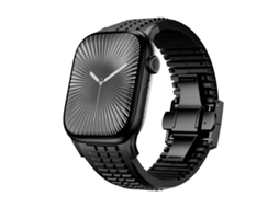 Bracelete para Apple Watch 44/45/46/49mm silicone com fivela dobrável e textura serrilhada preta XIAOMOYU