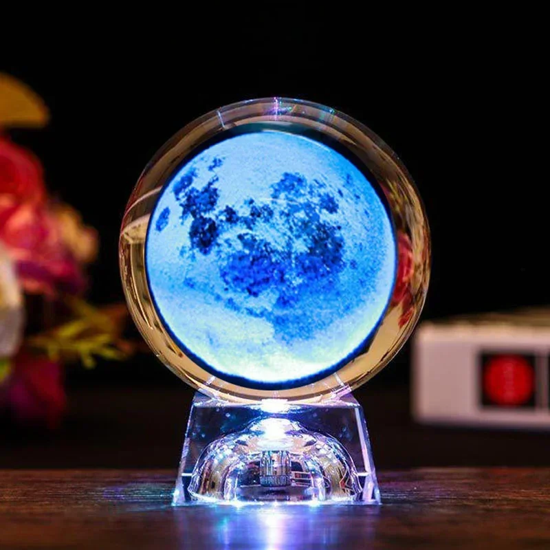 Bola de Cristal Led, Bola de Vidro 3d, Decoração para Casa, Enfeite para Presente de Dia Dos Namorados. MDUG