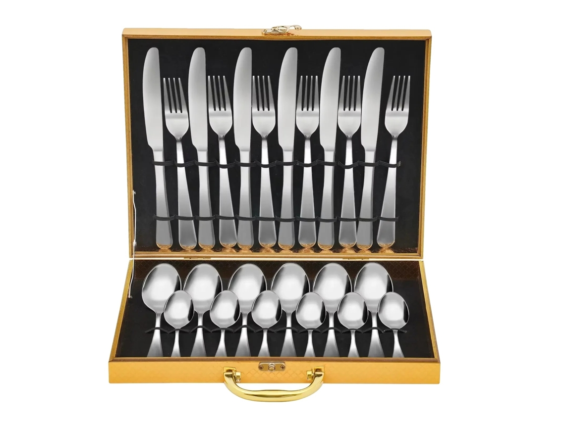 Configuração 24 Peças 410 Aço Inoxidável Design Elegante Prata 32x25x5 Cm