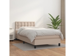 Vidaxl Cama Com Molas/colchão 100x200 Cm Couro Artificial Cappuccino