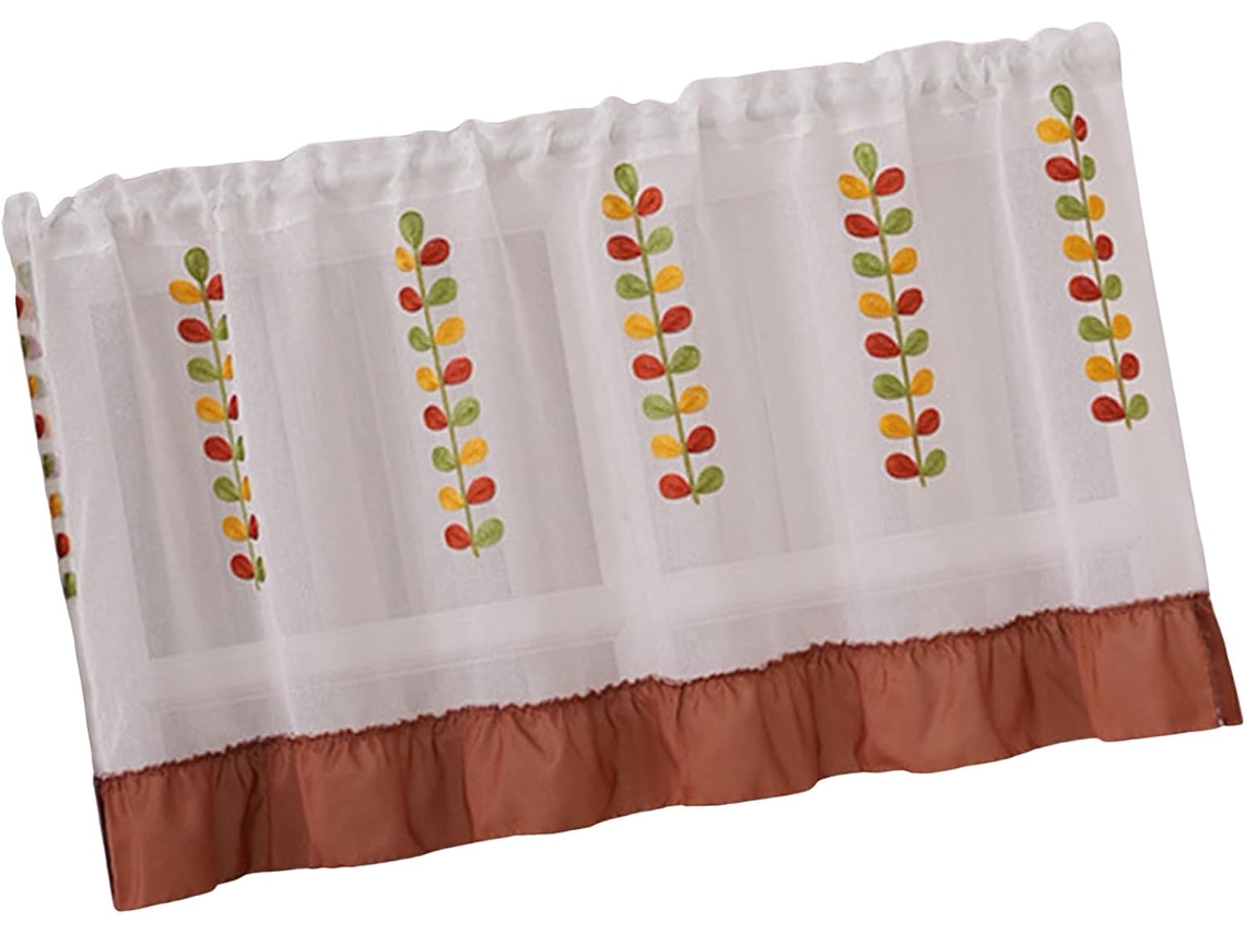 Cortinas De Poliéster Com Bordado Floral, 150x60cm, Com Opção De Bordado Decorativo.