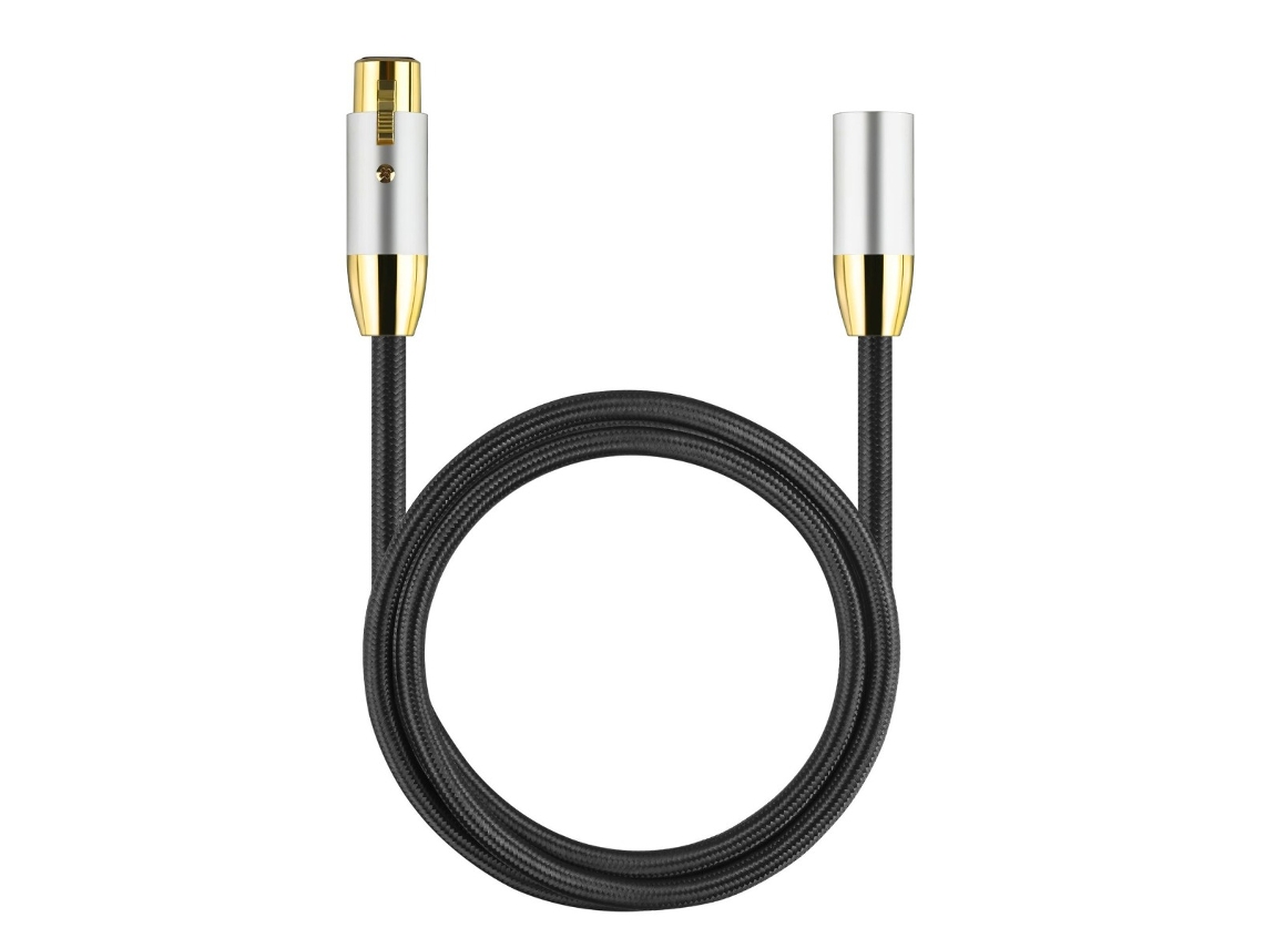 Cabo De Áudio Xlr Macho Para Fêmea Pearl Silver Com Revestimento Trançado Em Nylon