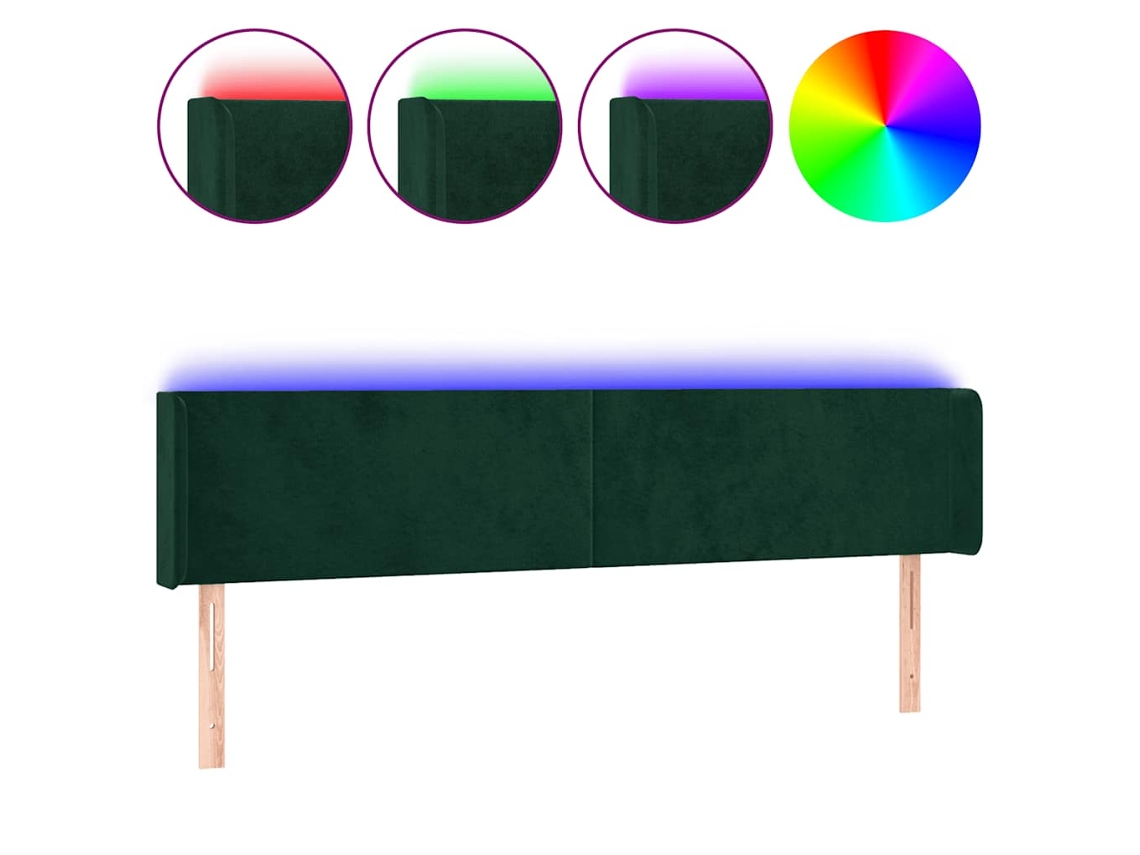 Cabeceira de Cama com Luzes Led Veludo Verde Escuro MAISON EXCLUSIVE (163x16x78 cm)