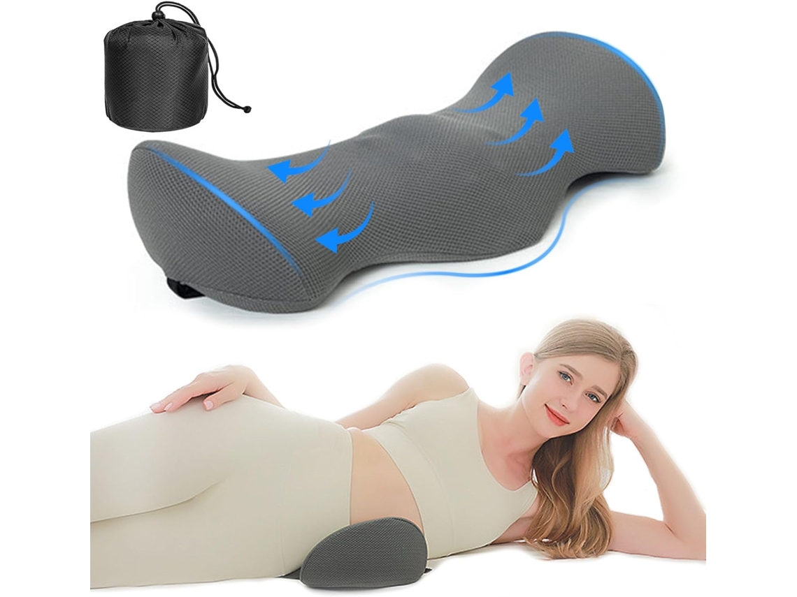 Almofada De Encosto, Travesseiro Lombar Ergonômico Em Espuma Viscoelástica, Alívio Da Dor Lombar E Ciática, Ideal Para Cama, Sofá E Carro
