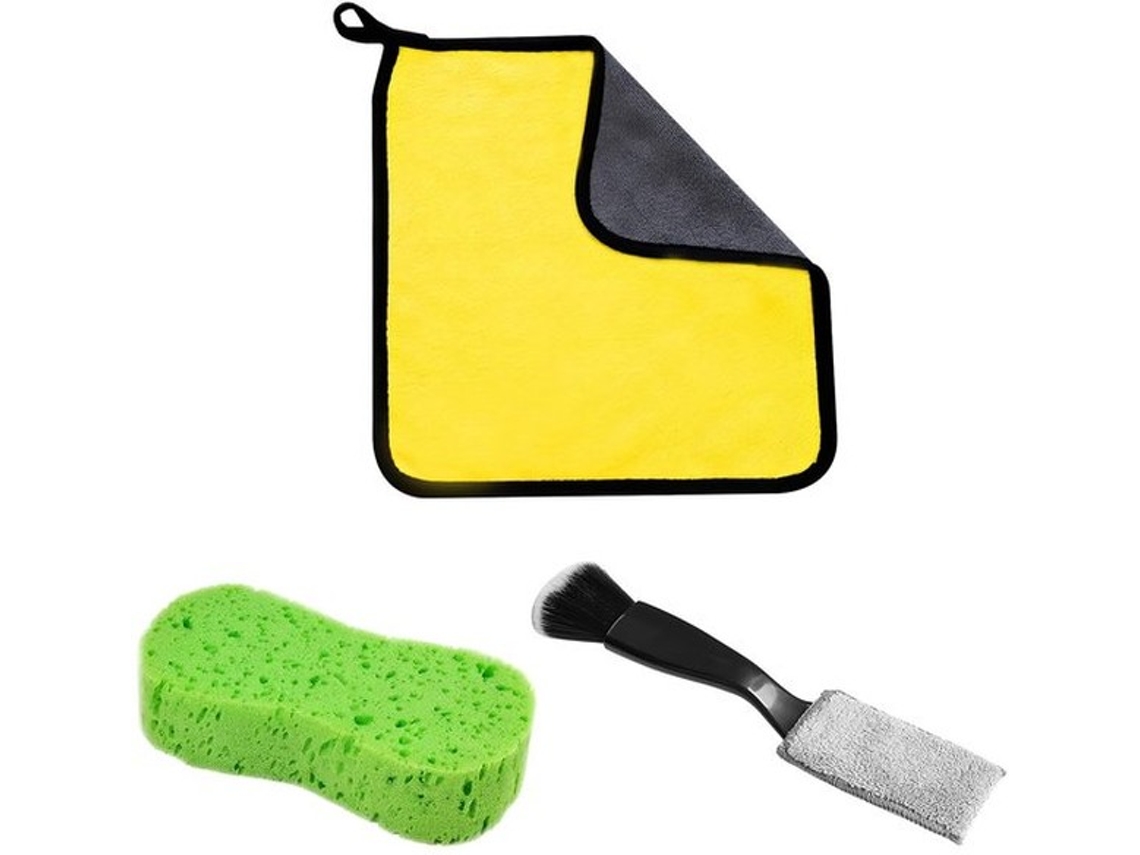 Conjunto De Limpeza Automóvel Completo - Pano De Microvelcro/esponja - Escova/carretel - Suave/aço Inoxidável - Para Interior - Qualidade Profissional