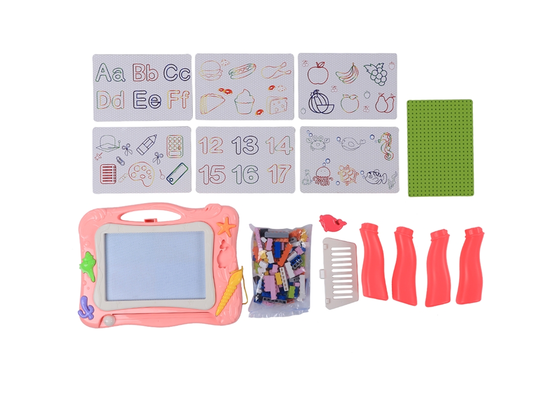 Mali mesa Multifuncional Rosa Mini Quadro Mágico com Tijolos Brinquedo Educativo Infantil 3+