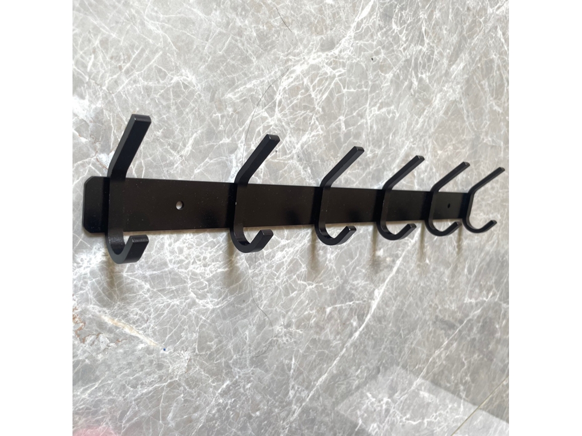 Cabide de Parede com 6 Ganchos, Resistente, Acabamento Fosco À Prova D'água Cabide de Parede BRILVIBERA (preto)