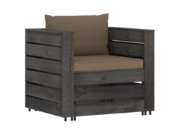 Maison Exclusive - 2 Pcs Conj. Lounge Jardim + Almofadões Madeira Impreg. Cinzento