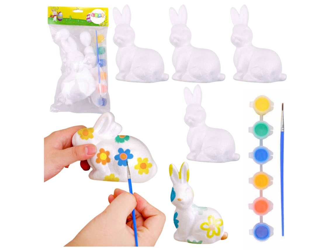 Coelhinhos Da Páscoa Esferovite Para Pintura Tintas 6 Unidades