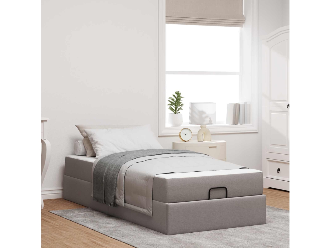 Vidaxl Estrutura De Cama Com Colchão 2 Unid. Cinzento-acastanhado
