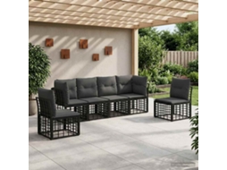 Vidaxl Conjunto De Sofás Para Exterior Preto Poliéster