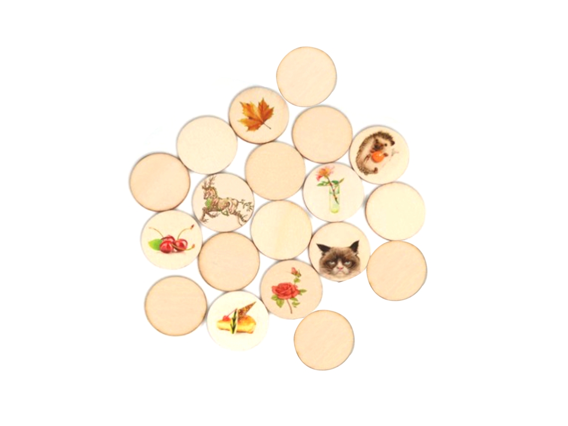 Laxiscreed Conjunto De 100 Chips De Madeira Redondos Para Arte E Decoração, 32mm