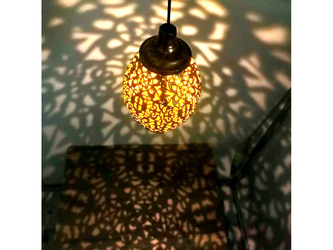Luz solar de ferro à projeção de gotas impermeável para jardim decoração pendente | S/MARCA