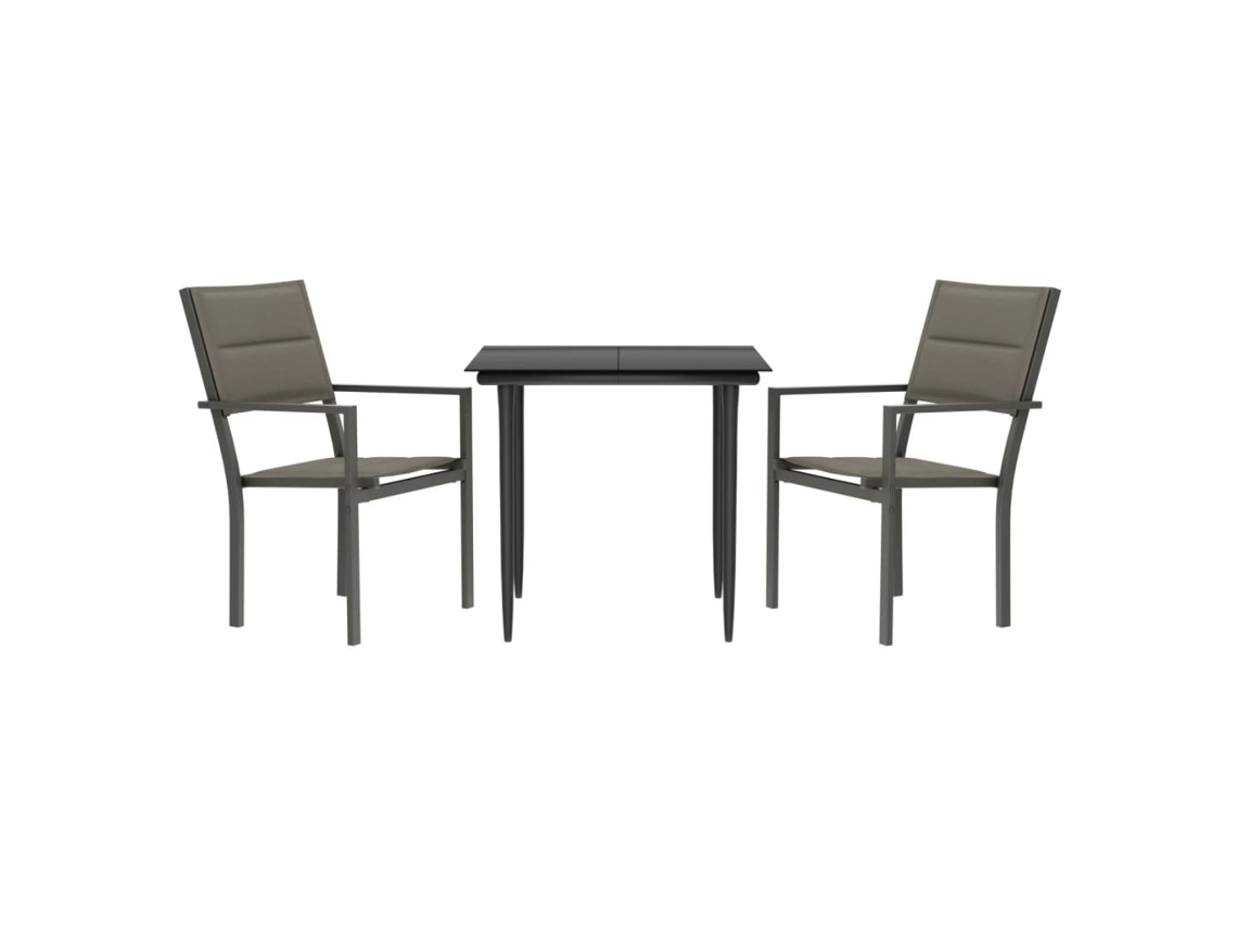 Garden Dining Set, Garden Dining Sets Vidaxl Preto Aço (80 Cm Table Length)