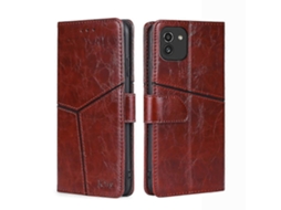 Capa De Celular Flip Horizontal Com Costura Geométrica E Tpu Couro Pu Para Samsung Galaxy A03 Eu