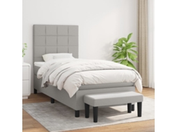 Vidaxl Cama Com Molas/colchão 90x190 Cm Tecido Cinzento-claro