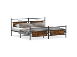 Estrutura de Cama Sem Colchão (193x201 cm) Metal Carvalho Fumado MAISON EXCLUSIVE