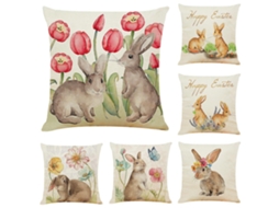 Rebe conjunto de 6 Capas de Almofada com Padrão de Coelhos e Flores, 45x45 Cm, Estilos Diferentes para Sofá, Carro e Lar