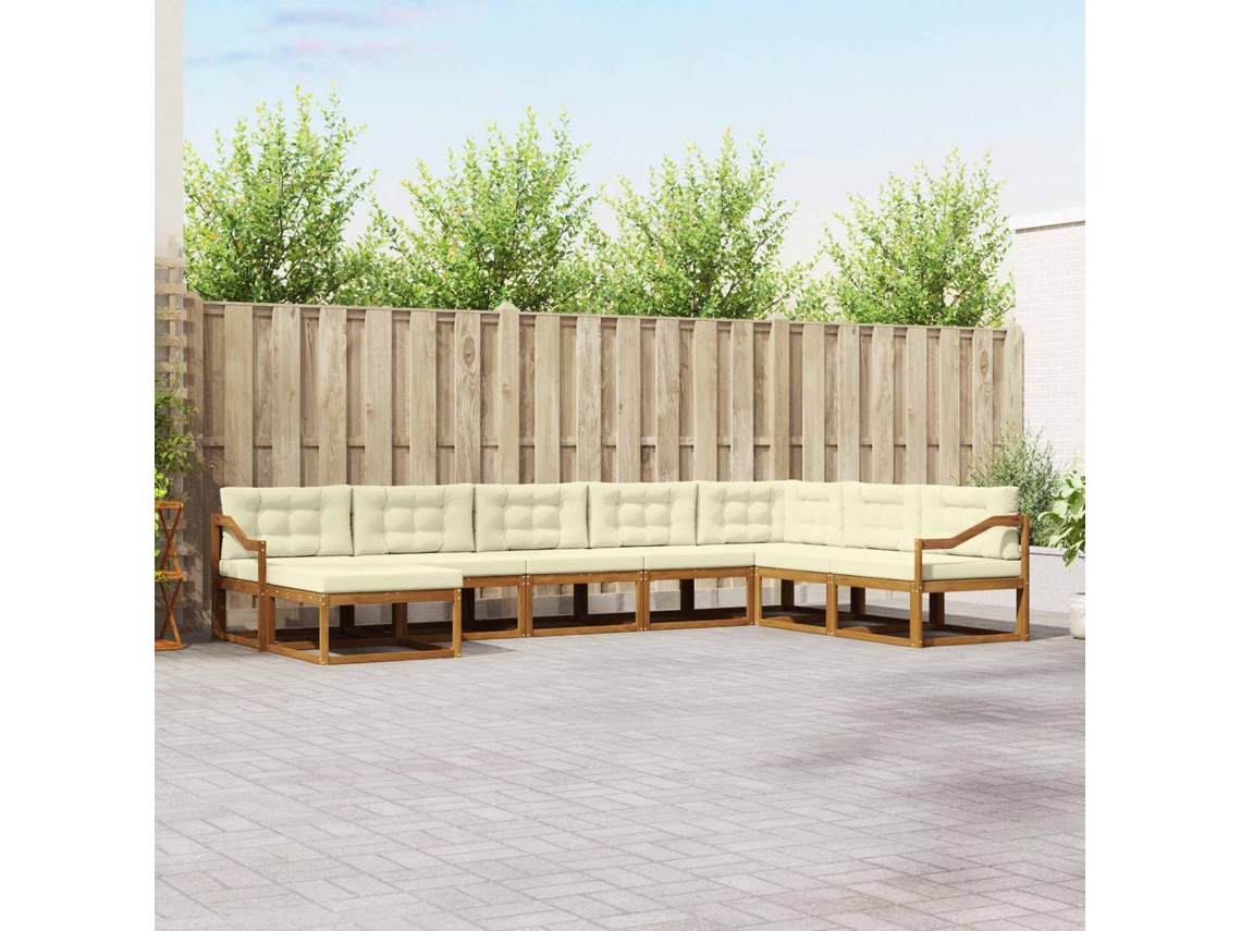 Vidaxl Conjunto De Sofás Para Exterior 8 Unid. Natural E Creme