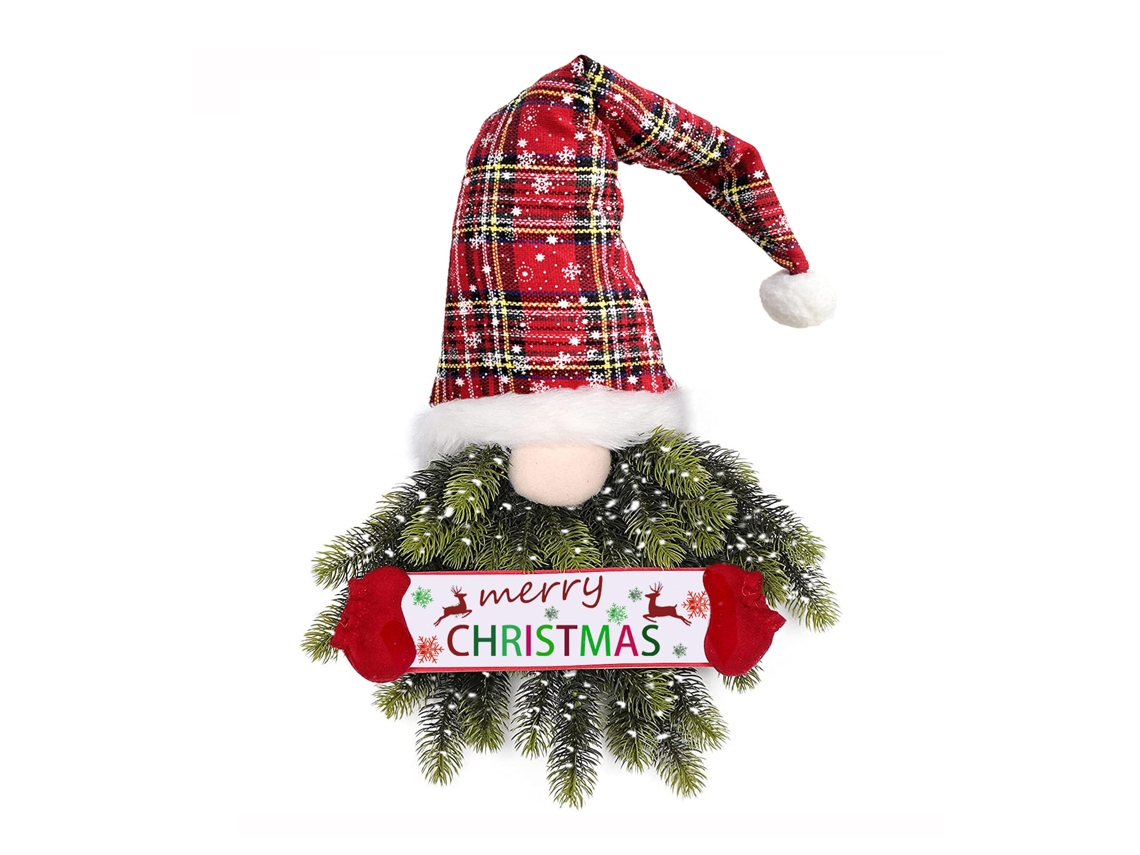 Ornamento de Natal com Duende Idoso Sem Rosto, Decoração de Porta Festiva 69x33cm LAXISCREED