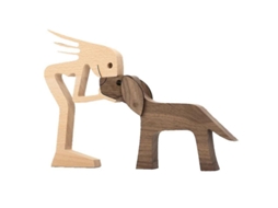 Estatua De Familia De Perros Y Gatos De Madera Tallada A Mano Decoración Hogar Regalo Navidad Cumpleaños B