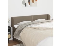 Vidaxl Cabeceira Cama Abas Tecido 203x23x78/88 Cm Cinzento-acastanhado