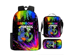 Conjunto De Mochila Infantil Com Estampa De Arco-íris E Três Peças: Mochila, Mochila De Refeição A Tiracolo E Estojo, Modelo 21