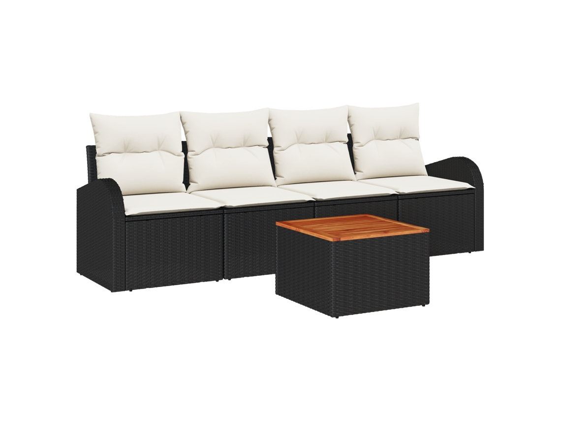 Conjunto 5 Sofá Modular Vidaxl Preto Vime Pe (55 X 55 X 37 Cm)