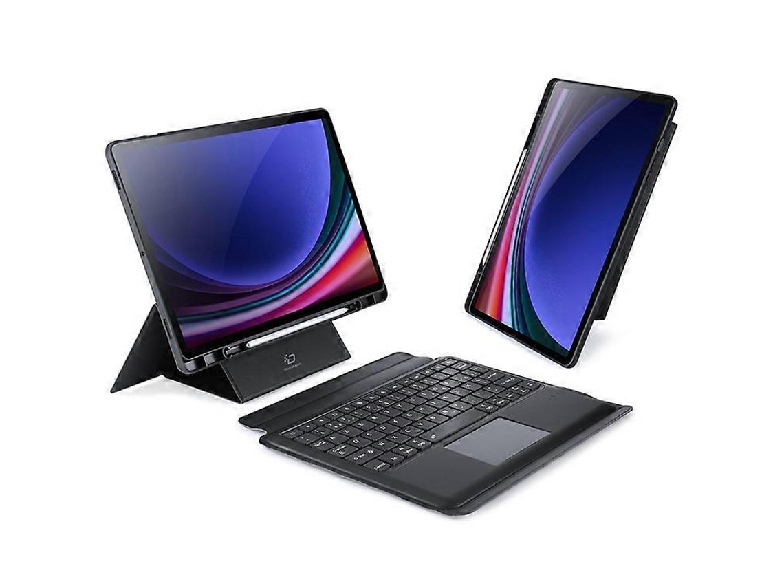 Série Dux Ducis Dk Compatível Com Samsung Galaxy Tab S9 Teclado Francês Com Retroiluminação / Trackpad Capa De Couro Facpoet