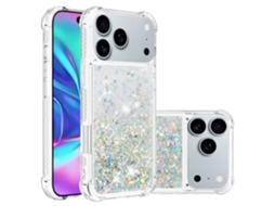 Capa Skalo Para Iphone 17 Pro Com Glitter E Areia Movediça - Prateada