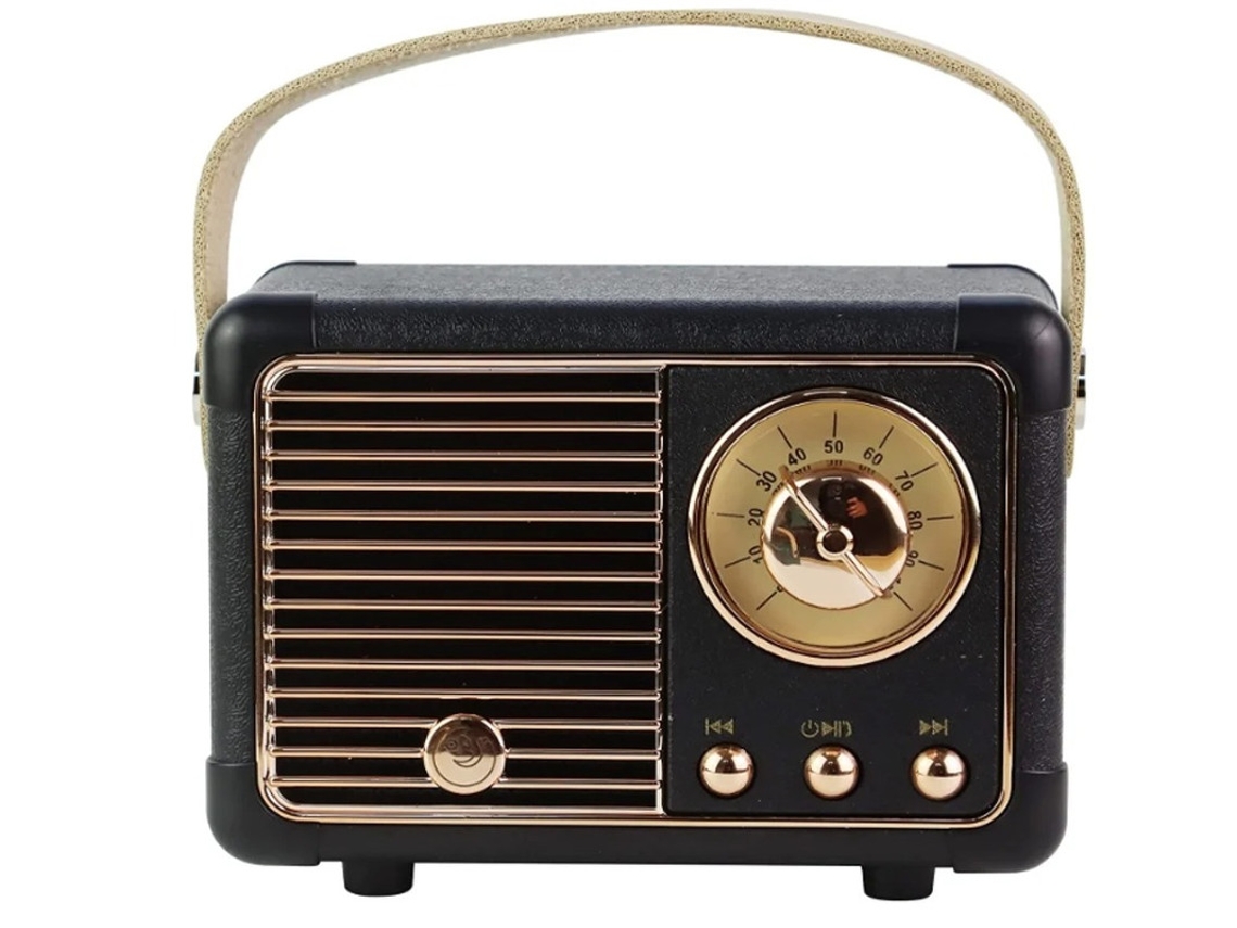 Alto Falantes Bluetooth Retrô Sem Fio Alto Falantes Vintage Portáteis Ao Ar Livre Recarregáveis Preto Yizhood