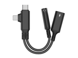 Cabo de Carregamento Usb c em Formato de L para Celular, 5 Mm Fêmea + Usb c Preto AQUAFORGE