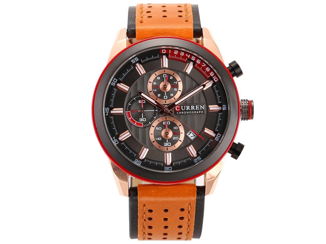 Relógio masculino moderno, analógico, casual, com mostrador redondo e mecanismo de quartzo. Ideal para presente.