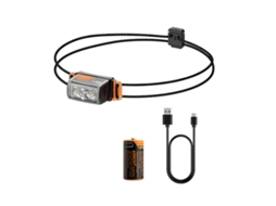 Lanterna De Cabeça Led Recarregável Usb-c De 600 Lúmens Com Luz Branca E Vermelha E Faixa Ajustável (laranja)