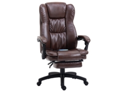 Cadeira Giratória com apoio para os pés e cabeça ZENCORE SERVICES, couro sintético, 68,5x68,5x113 121cm, marrom