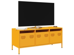 Móvel Tv 101,5x39x43,5 Cm Aço Laminado A Frio Amarelo Mostarda Dkd Home Decor