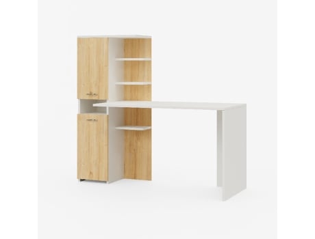 Secretária Clio In Placa de Aglomerado de Melamina Metal Branco Carvalho 150X60X135 Cm EPIKASA
