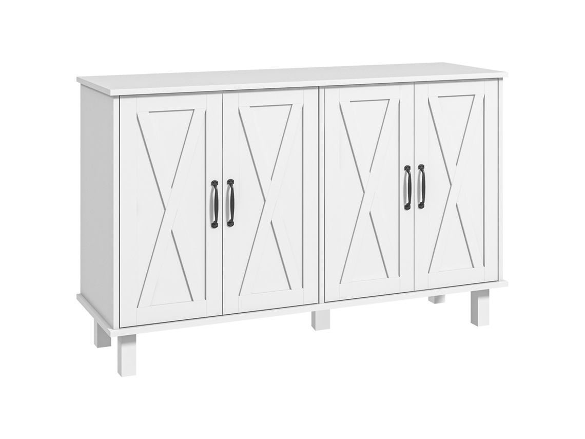 Armário Multiuso de Mdf com 4 Níveis, 2 Prateleiras Ajustáveis e 5 Pés, 120x37x75 Cm, Branco ZENCORE SERVICES