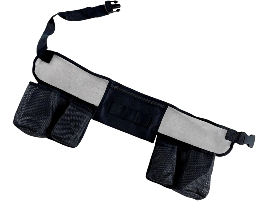 Cinto de limpeza ajustável, poliéster, 125 cm, com bolsas, para ferramentas, jardinagem e hotéis.