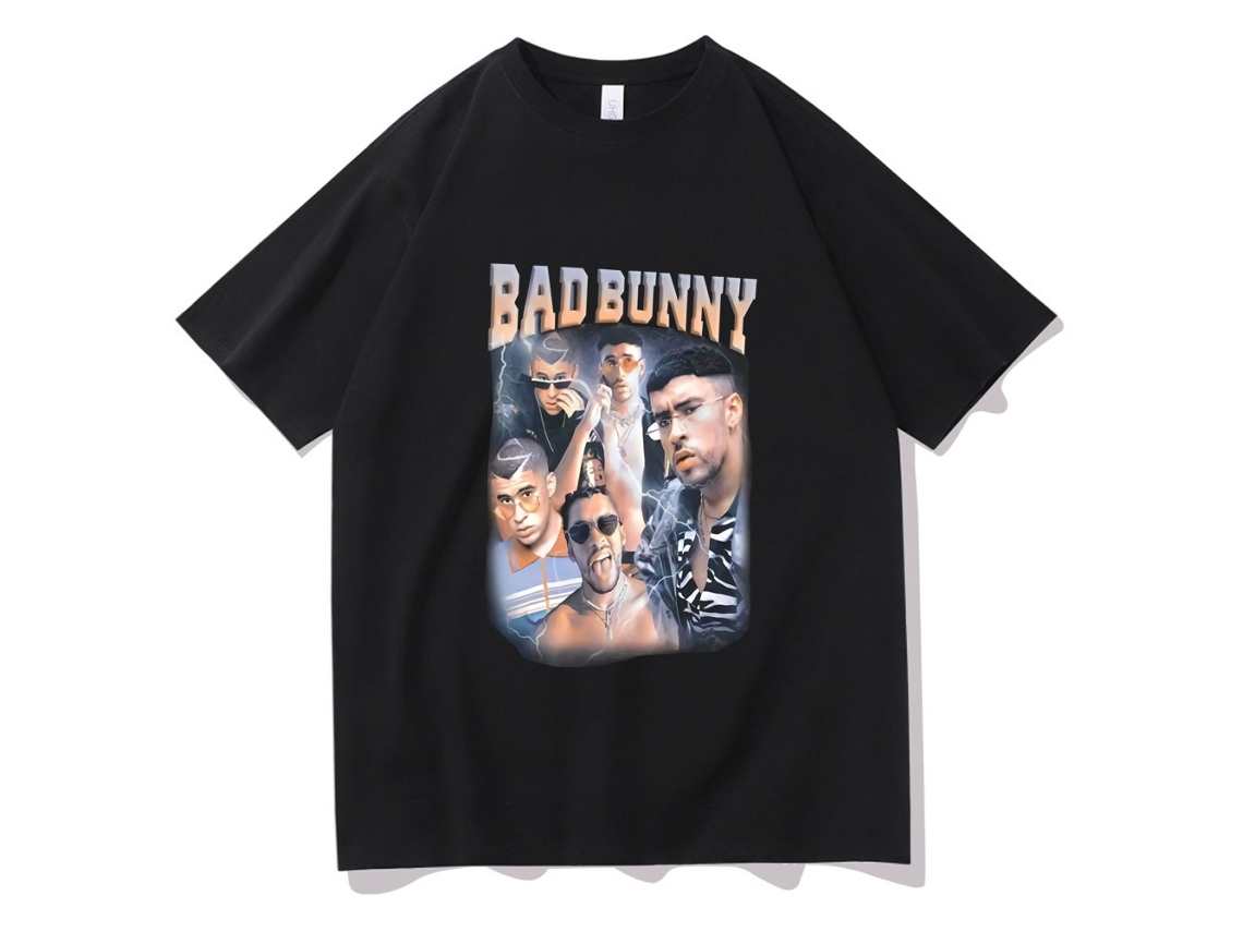 Rockinstone Bad Bunny - Hip Hop Rapper Bad Bunny Retro Style T-shirt(m)