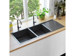 Vidaxl Lava-louça De Cozinha Artesanal Aço Inoxidável Preto