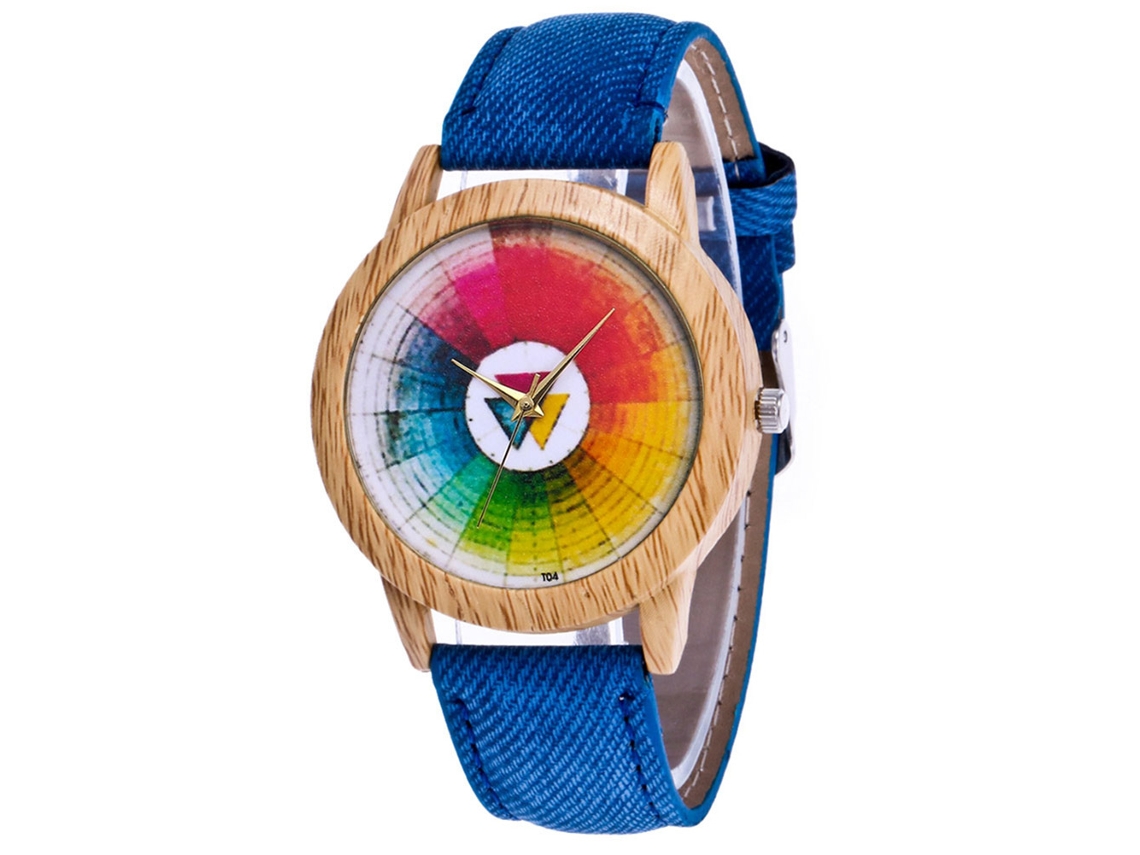 Reloj De Pareja Zhoulianfa De Cuarzo Con Dial Colorido Y Correa De Lona Azul