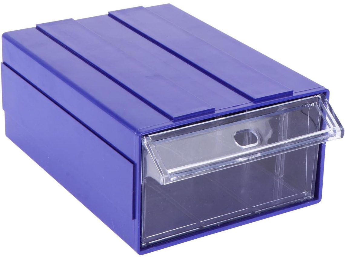 Caixa De Plástico Azul Com Gaveta Para Pequenos Objetos