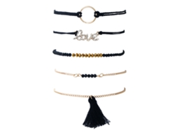 Pulseira Liga Feminina Decorada Com Strass Conjunto 5