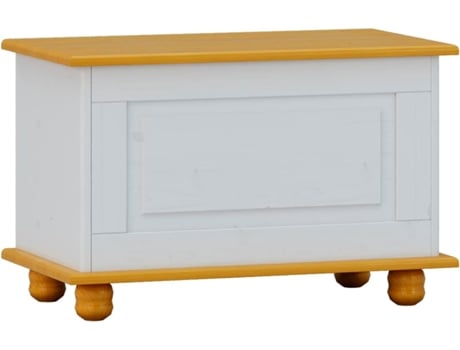 Baú pinho maciço MOBLIT série Canet (46x70x39cm)  cor branco mel