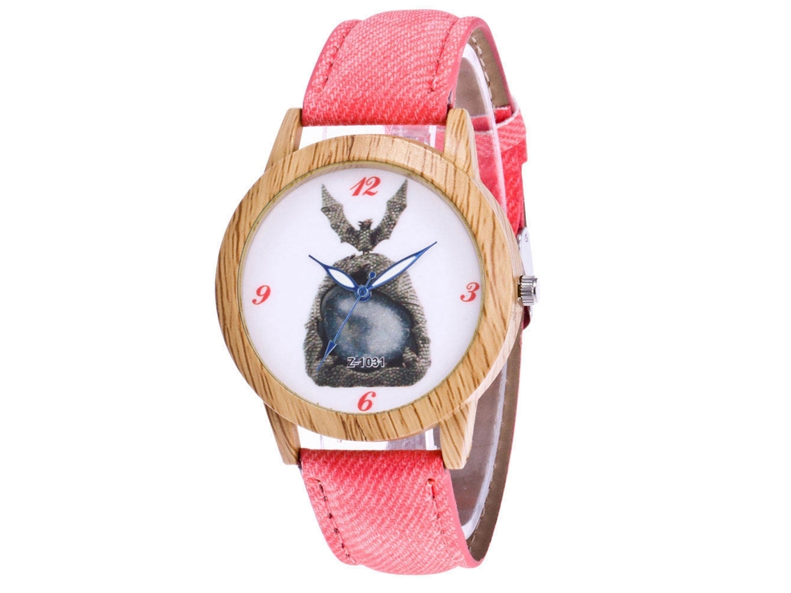 Reloj De Cuarzo Casual Para Hombres, Mujeres Y Niñas Con Dial Redondo Y Correa De Denim Rosa