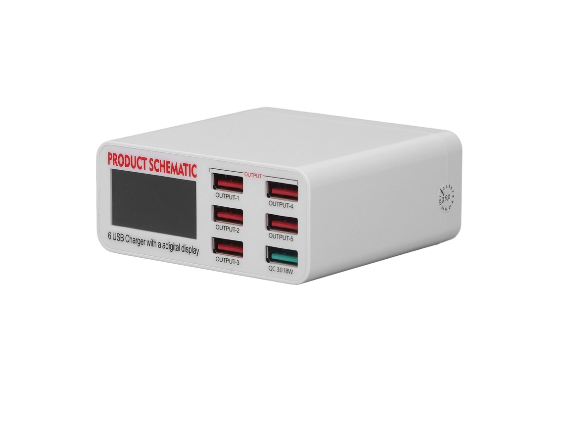 Carregador Usb De 6 Portas Com Display Digital Inteligente - Laxiscreed, Alta Compatibilidade De Tensão