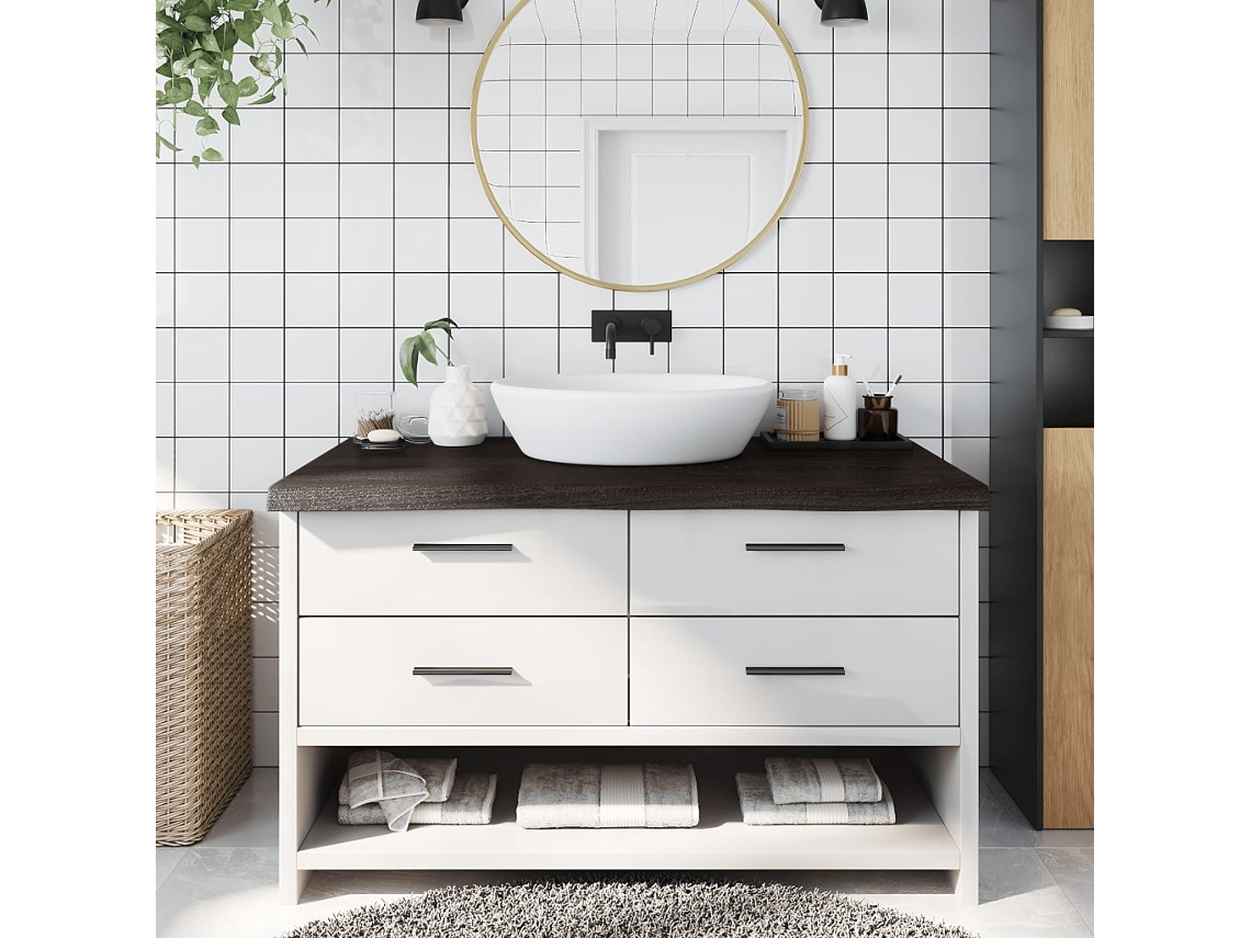 Vidaxl Bancada P/ Wc 100x50x(2-6)cm Madeira Tratada Maciça Castanho