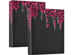 Pasta De Escritório Com Estampa Leopardo Vermelha E Preta, 3 Argolas De 1 2 Polegada, 8cm Com Capa De Bolso, Pacote Com