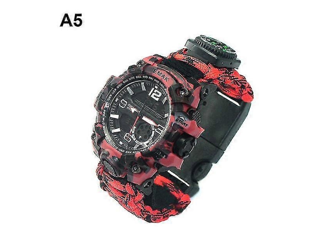 Em 1 Relógio De Sobrevivência Ao Ar Livre Tático Paracord Pulseira Relógio Com Bússola Raspador Ritmo Paracord Apito Ferramentas De Acampamento